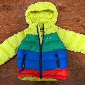 L.L. Bean Yellow and Green Puffer Jacket size 18 months